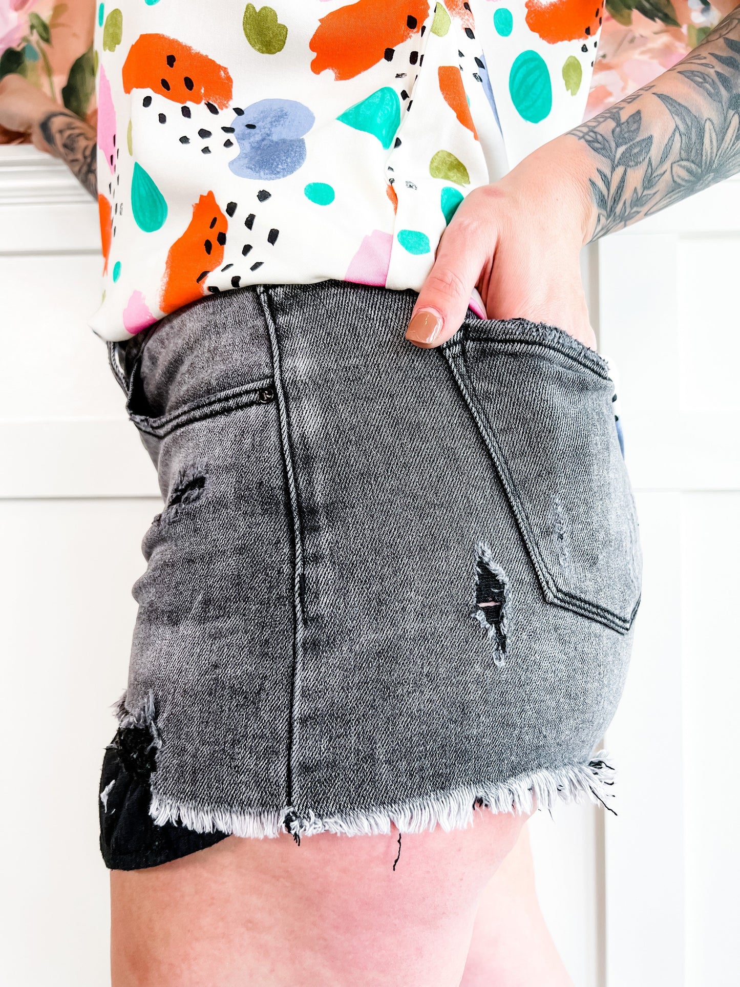 Risen Dark Grey Button Down Shorts