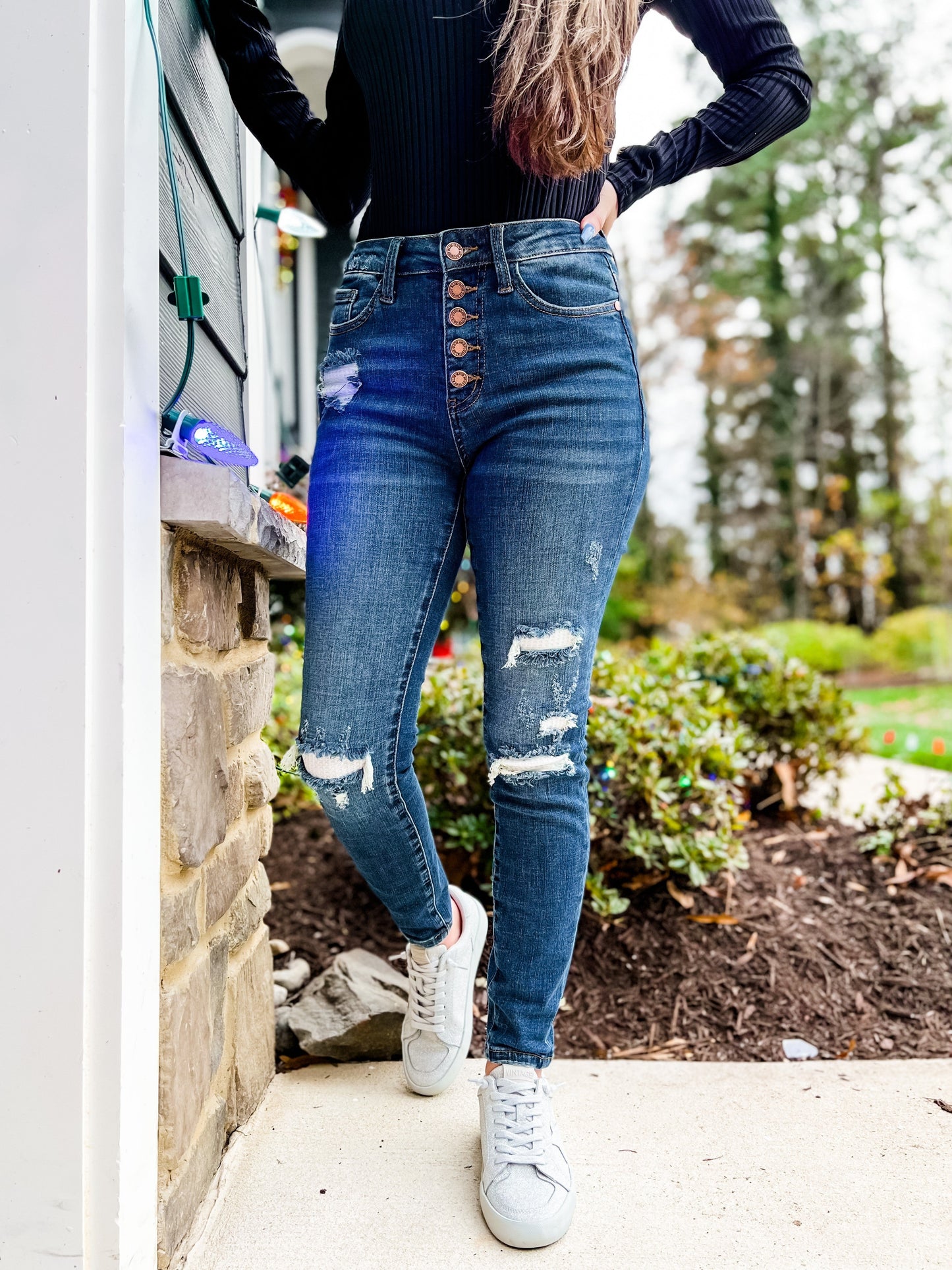 Judy Blue Mid Rise skinny Thermal Patch (Multiple Lengths)