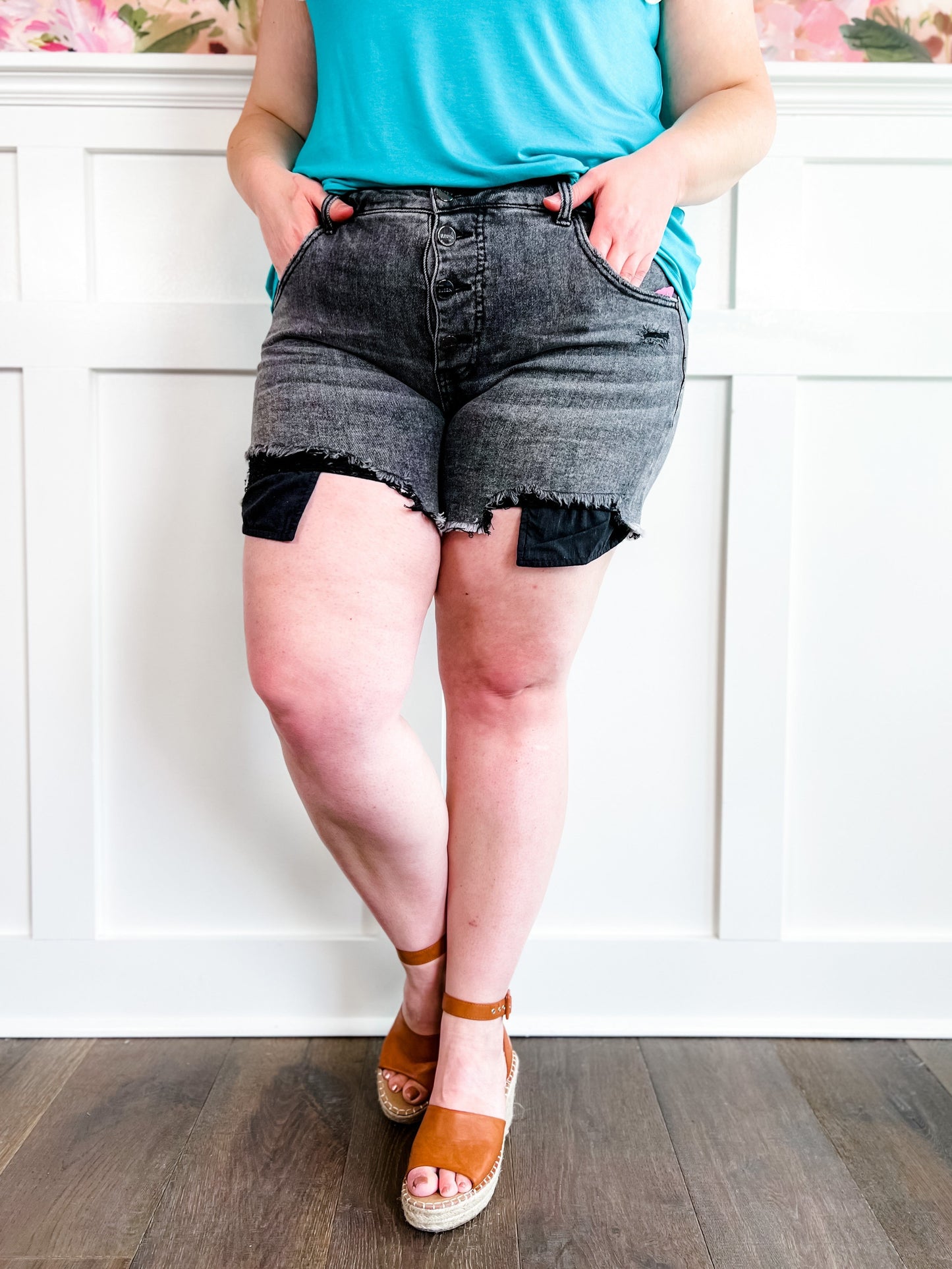 Risen Dark Grey Button Down Shorts