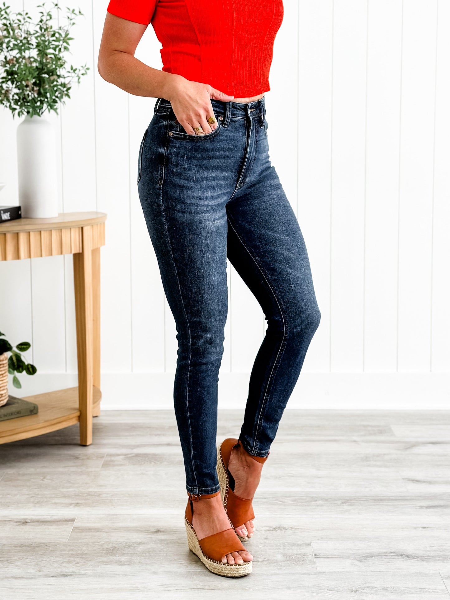 Judy Blue Skinny Minnie Dark Wash High Rise Tummy Control Top Skinny Jeans