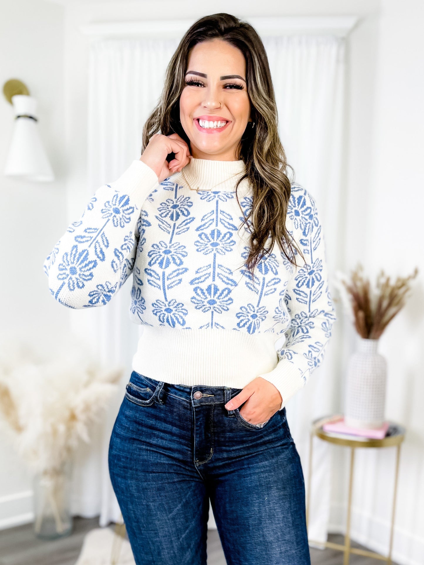 Restock! New Colors! Floral Print Long Sleeve Pullover Sweater (Multiple Colors)