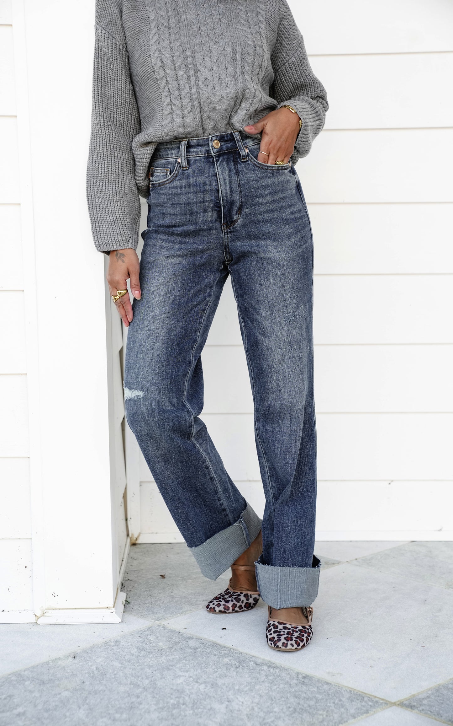 Judy Blue Straighten Up High Rise Medium Wash Tummy Control Raw Hem Straight Leg Jeans