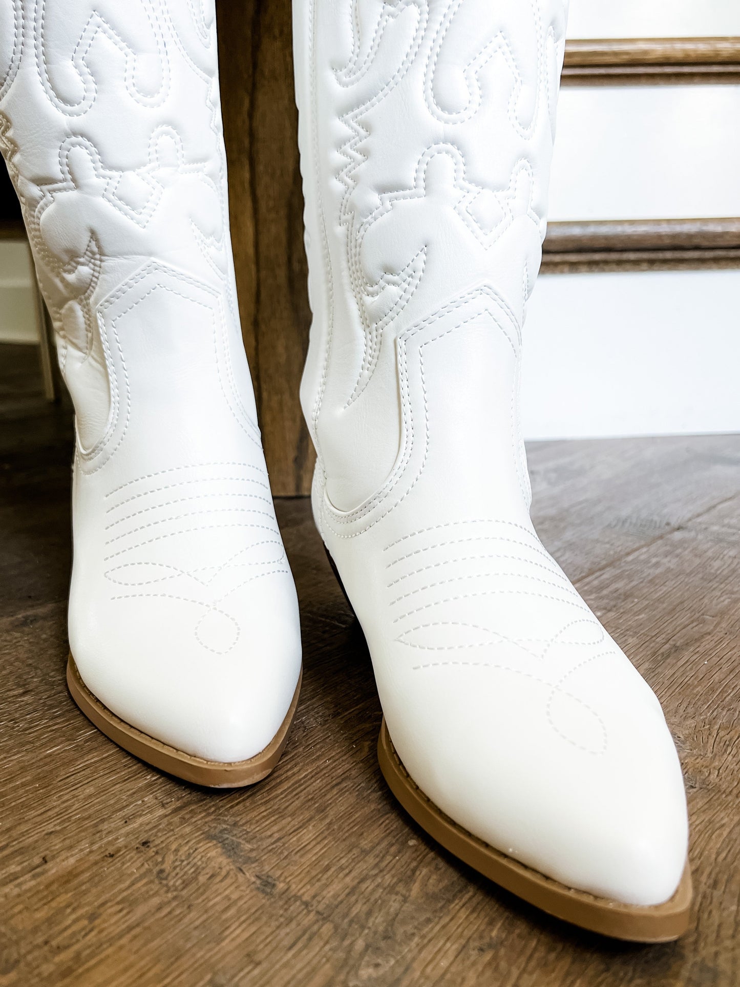 Western Stitched Pointed Toe Knee High Boots
