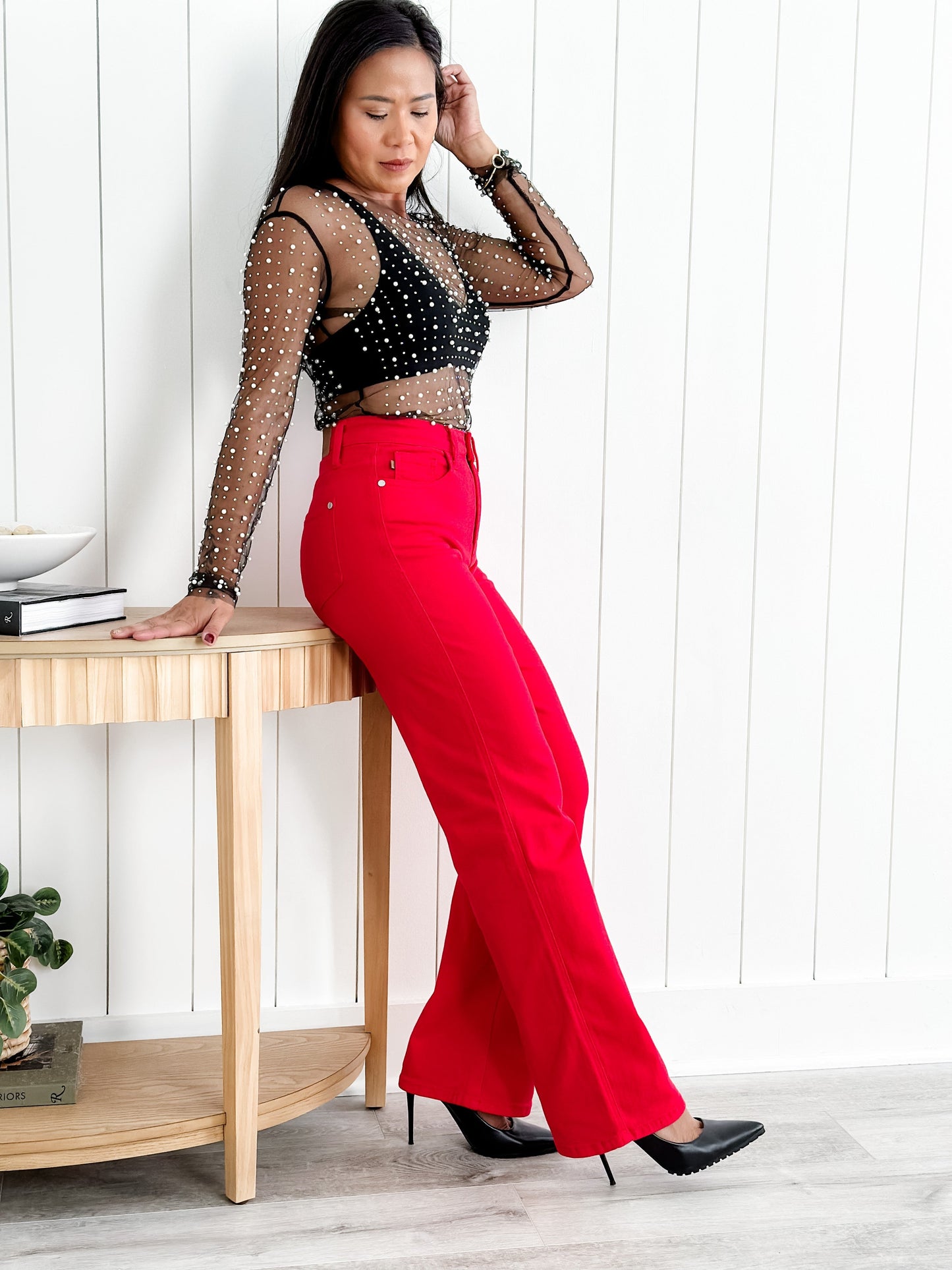 Judy Blue Red Hot High Rise Red 90's Straight Leg Jeans