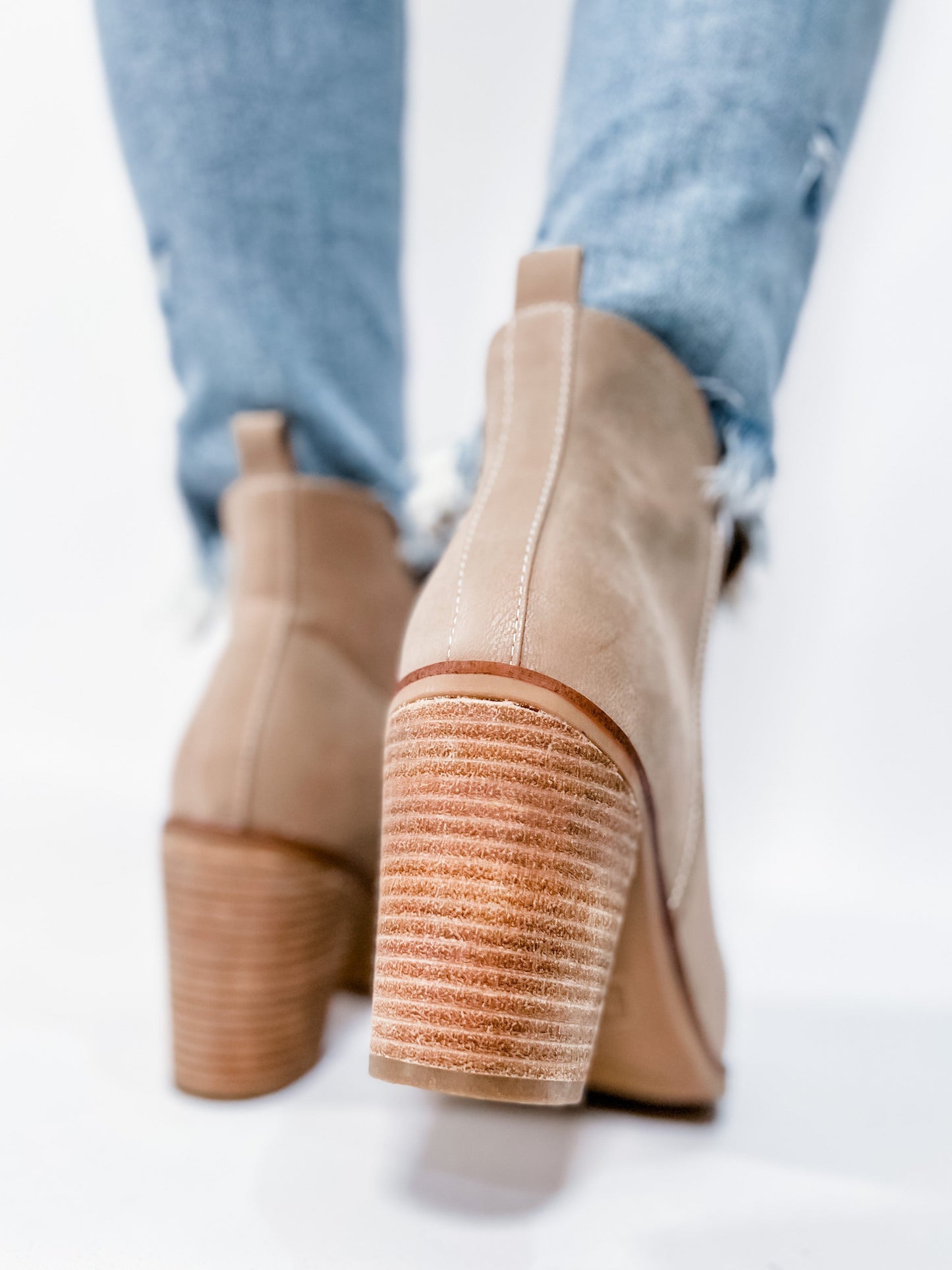 RESTOCK!! MIA Western Inspired Pointed Toe Stone Boot With Block Heel & Side Zipper