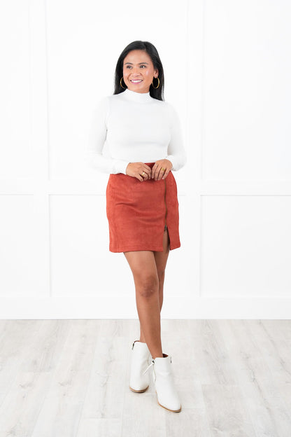Plus/Reg High Waist Vegan Suede Mini Skirt (Multiple Colors)
