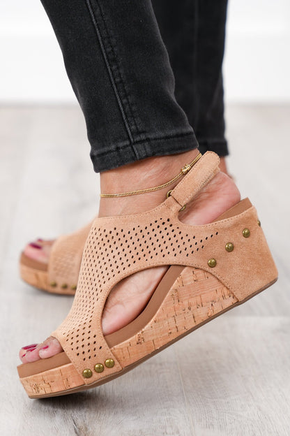Corky's "Carley" Perforated Strap Wedge Heel