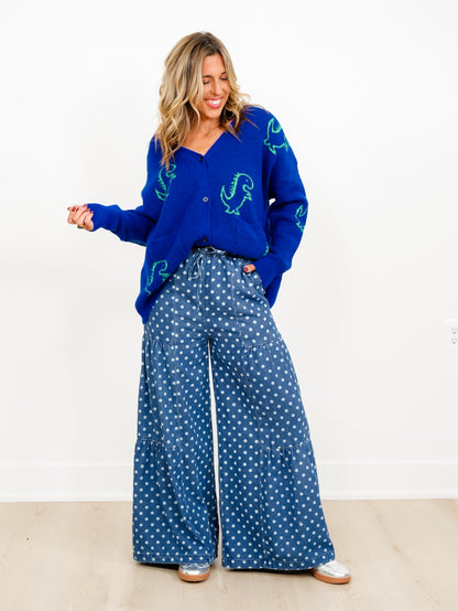 Plus/Reg Dinosaur Pattern Button Down Cardigan With Pockets