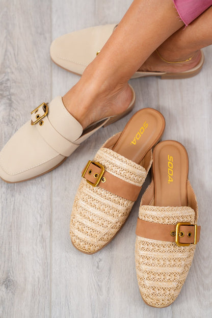 Slip on Mule Loafer with Adjustable Metal Buckle