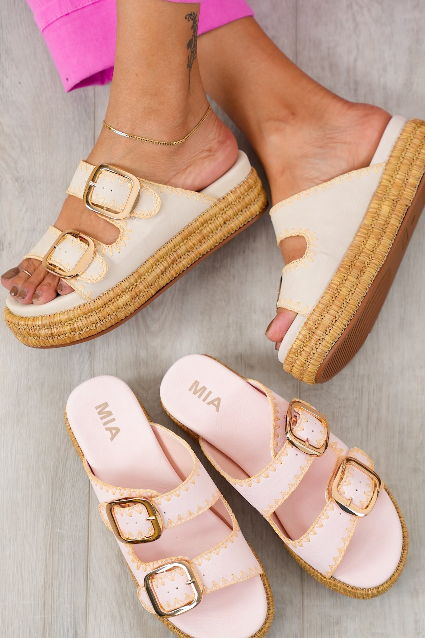 MIA Dual Buckle Chic Platform Sandals
