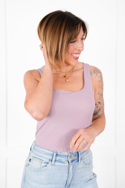 Solid Sleeveless Square Neck Thong Bodysuit (Multiple Colors)