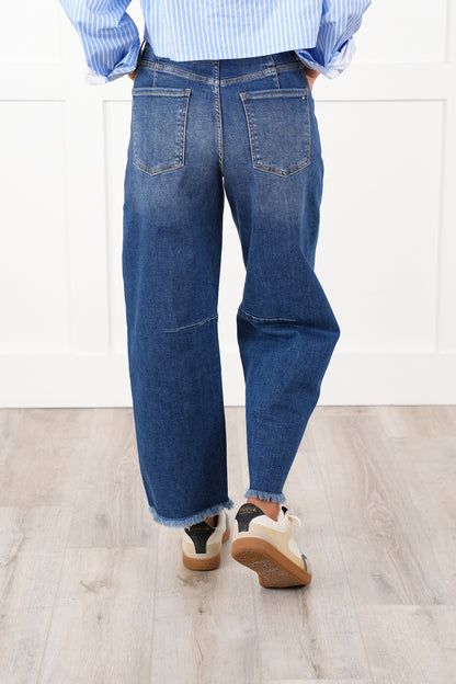 Mica High Rise Medium Wash Distressed Ankle Barrel Leg Jeans