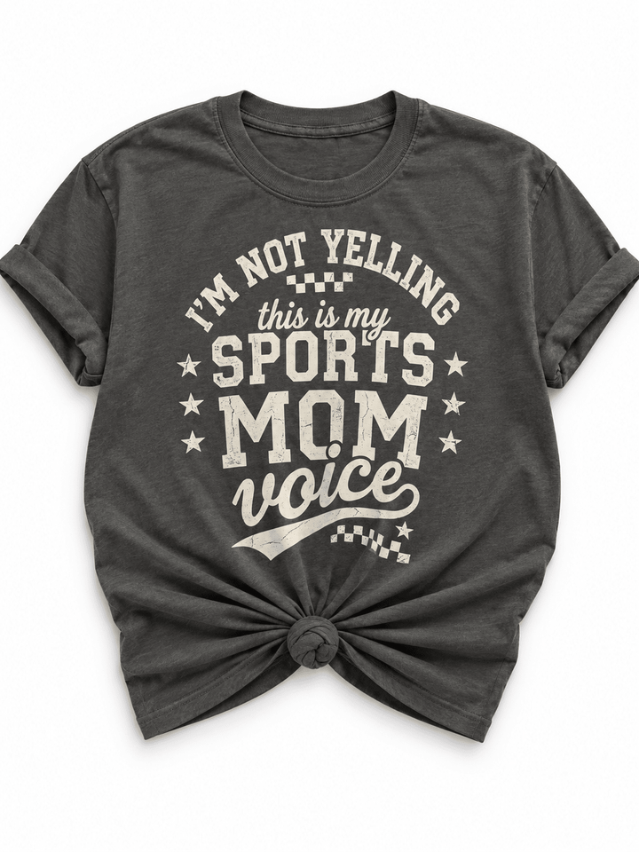 Plus/Reg Short Sleeve " I'm Not Yelling..." Sports Graphic Tee - Freckled Poppy