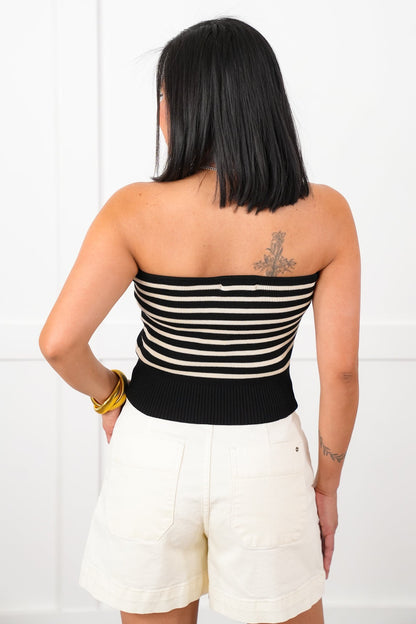 Striped Ribbed Knit Tube Top