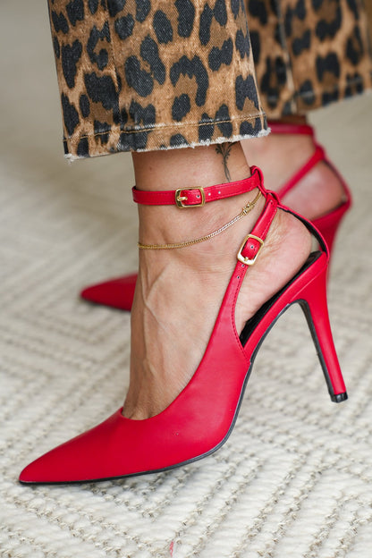 Elegant Pointed Toe High Heel with Ankle Strap