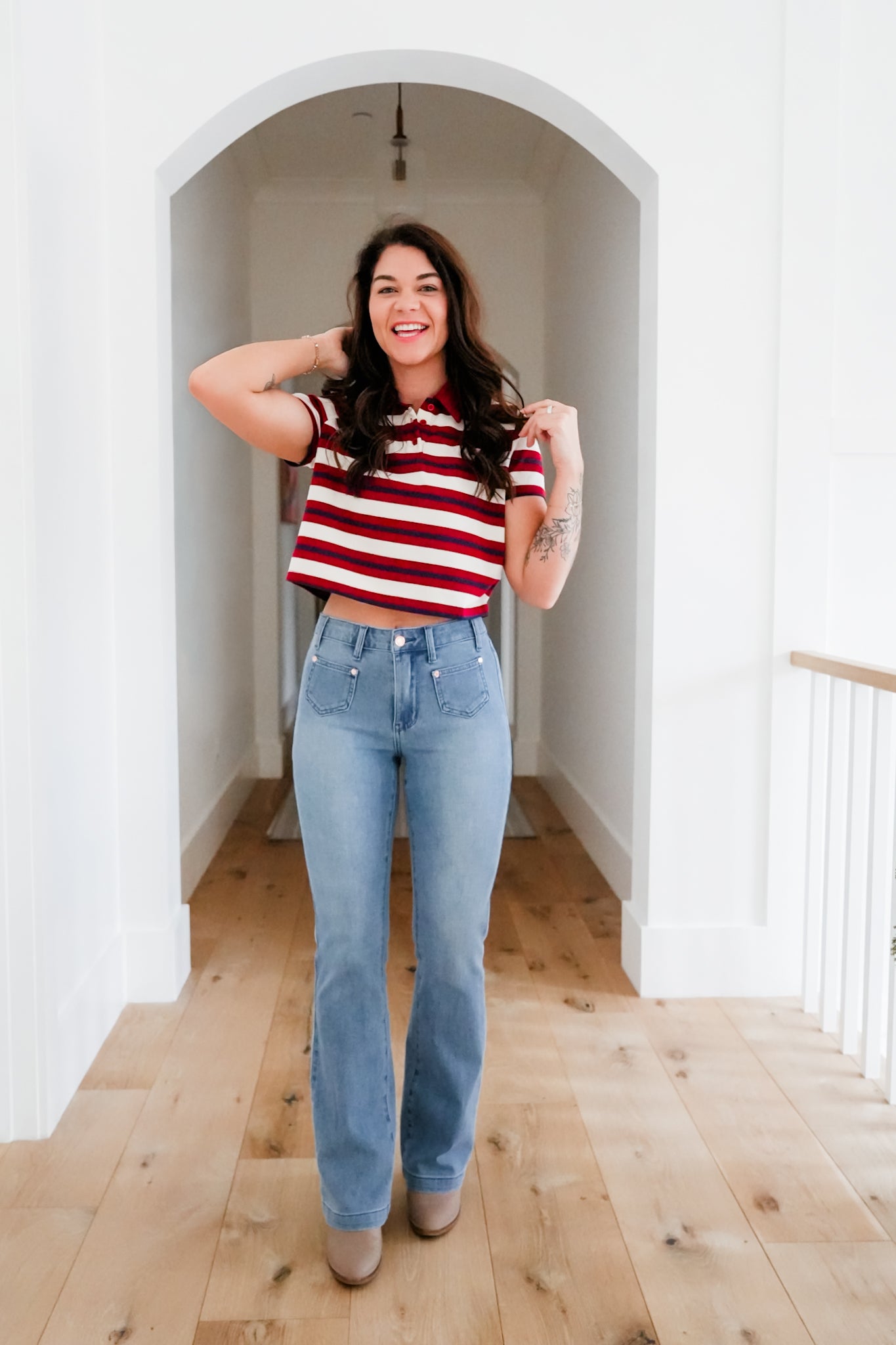 Judy Blue Mid Rise Medium Wash Bootcut Jeans with Front Patch Pockets