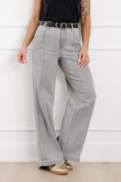 Judy Blue The Anastasia Multi Inseam High Rise Grey Retro Wide Leg Jeans