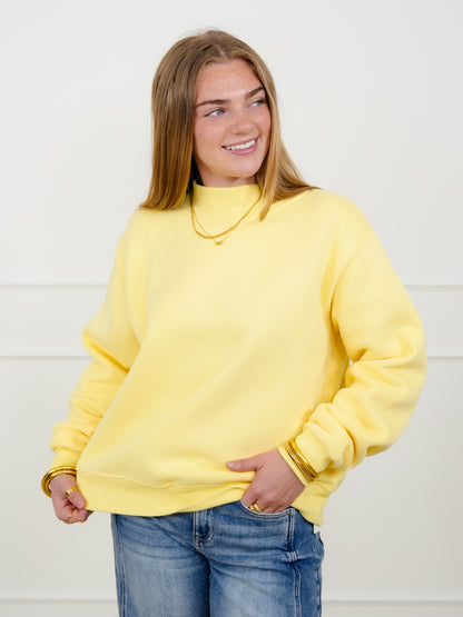 Yellow Long Sleeve Mock Neck Sweatshirt