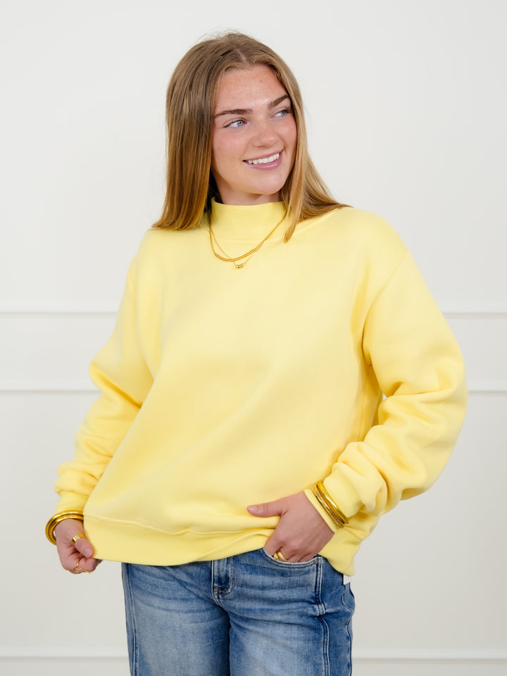 Yellow Long Sleeve Mock Neck Sweatshirt