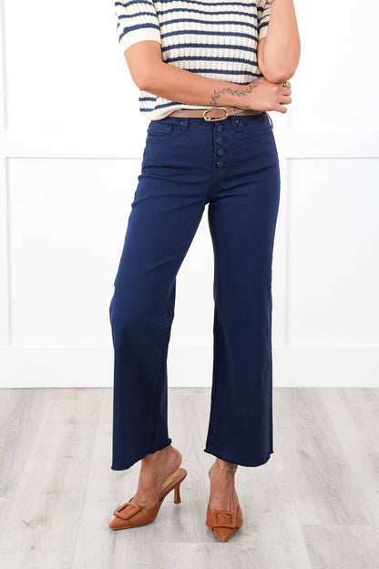 Mica High Rise Navy Wide Leg Cropped Jeans