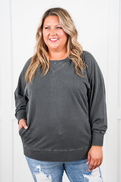 Restock + New Colors Door Buster! PLUS/REG Zenana Pigment Dyed French Terry Pullover w/ Pockets (Multiple Colors)