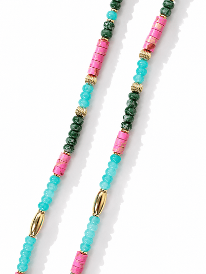 Treasure Jewels Tile Pastel Gemstone Necklace - Freckled Poppy