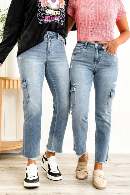 Vervet Mid Rise Cargo Slim Straight Jeans