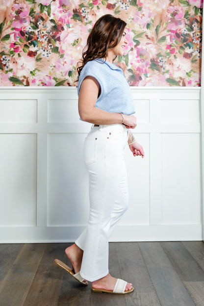 Judy Blue High Rise White Kick Flare Jeans