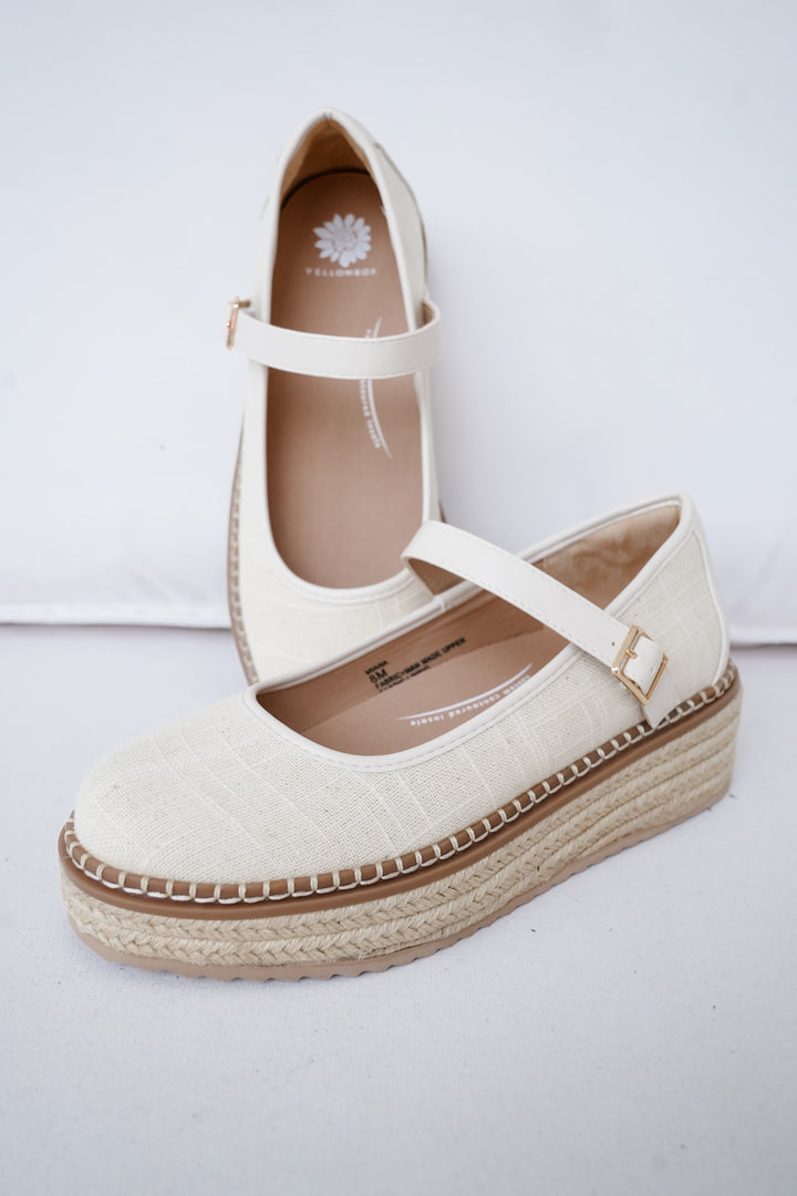 Restock! Yellow Box "Miana" Platform Shoe with Adjustable Buckle and Braided Jute Platform Sole