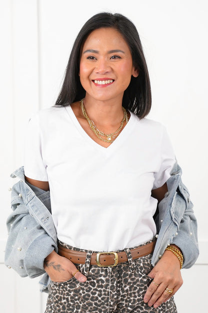 Door Buster! Solid Short Sleeve V Neck Top
