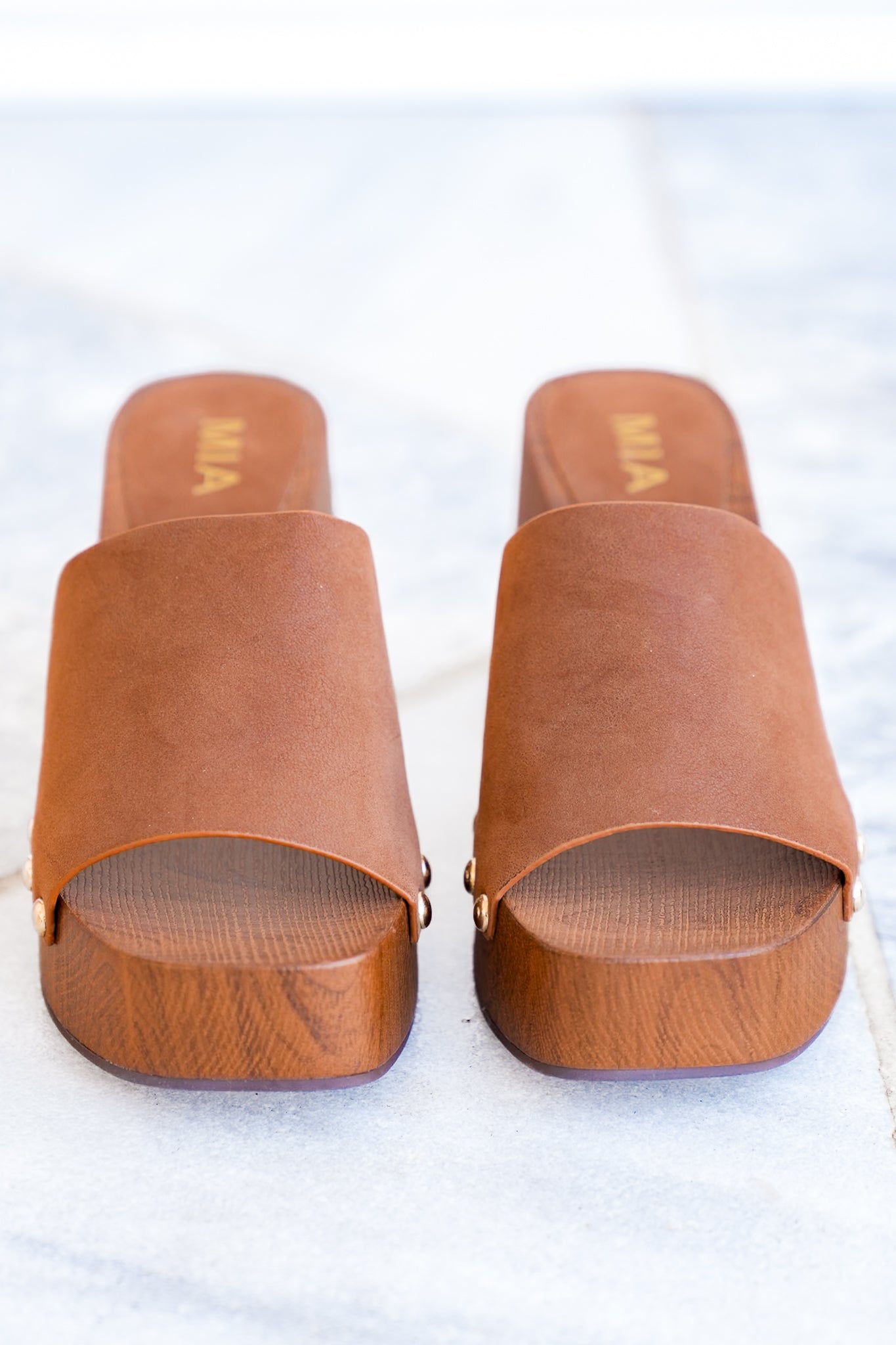 MIA Slip On Studded Heeled Clog Sandal