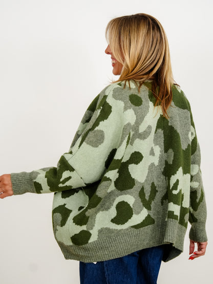 Camo Long Sleeve Button Down Cardigan