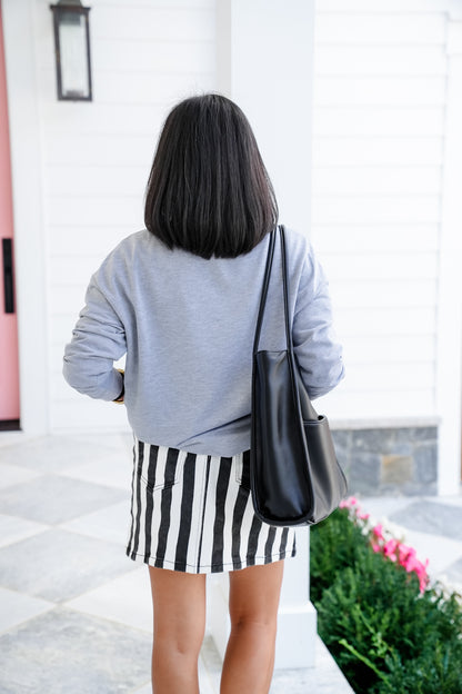 Plus/Reg Striped Mini Skirt with Pockets