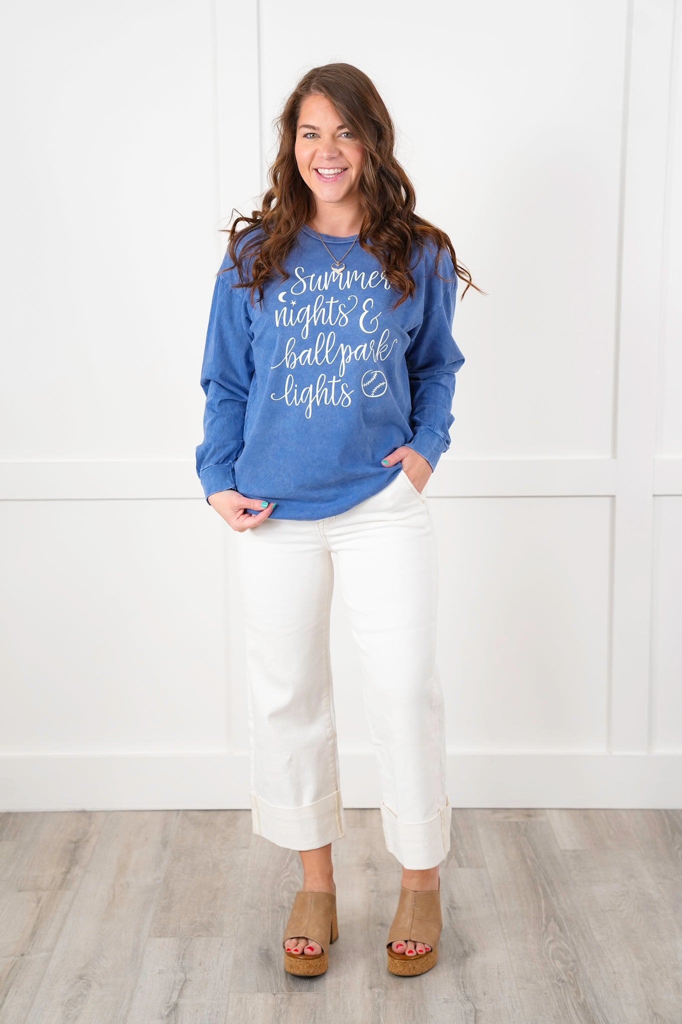 Long Sleeve "Summer Nights & Ballpark Lights" Graphic Tee