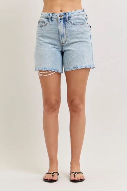 Judy Blue Medium Wash Rigid Magic Dad Shorts