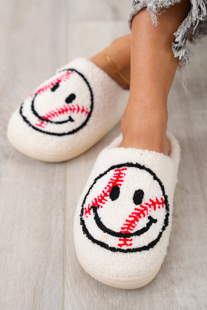 Baseball Happy Face House Slippers