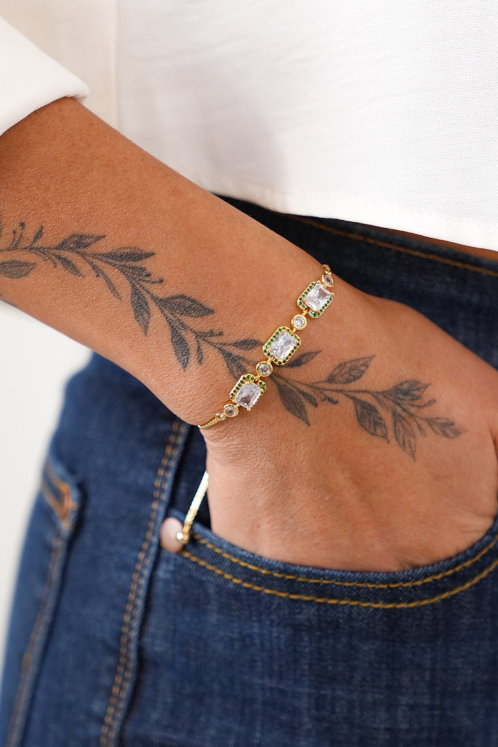 Treasure Jewels Triple Green Bracelet