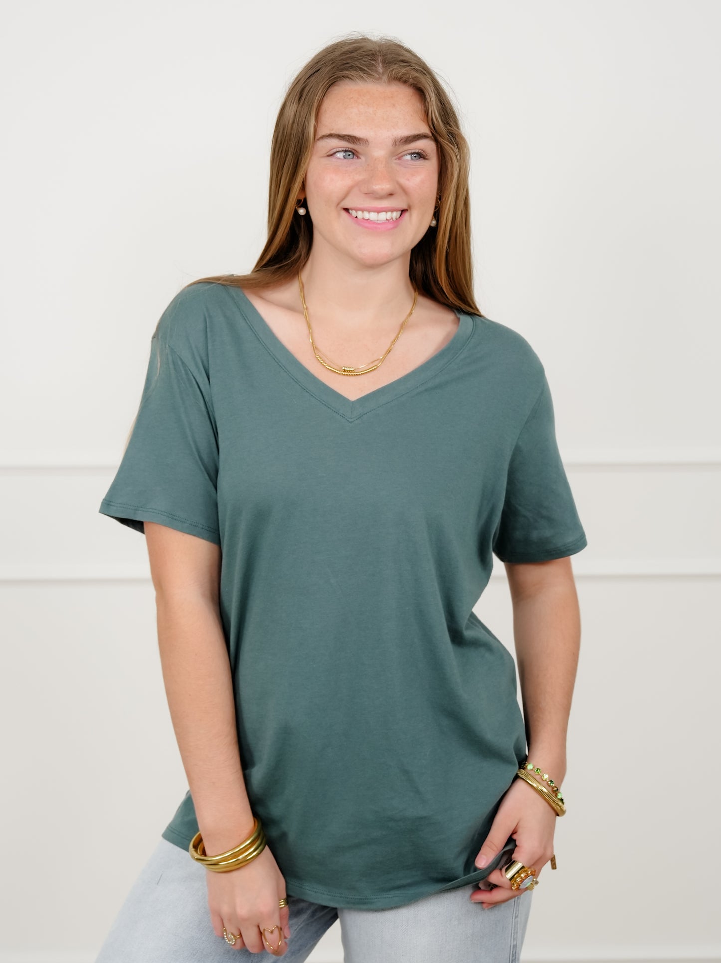 Door Buster! Plus/Reg Zenana Cotton Short Sleeve V Neck Tee