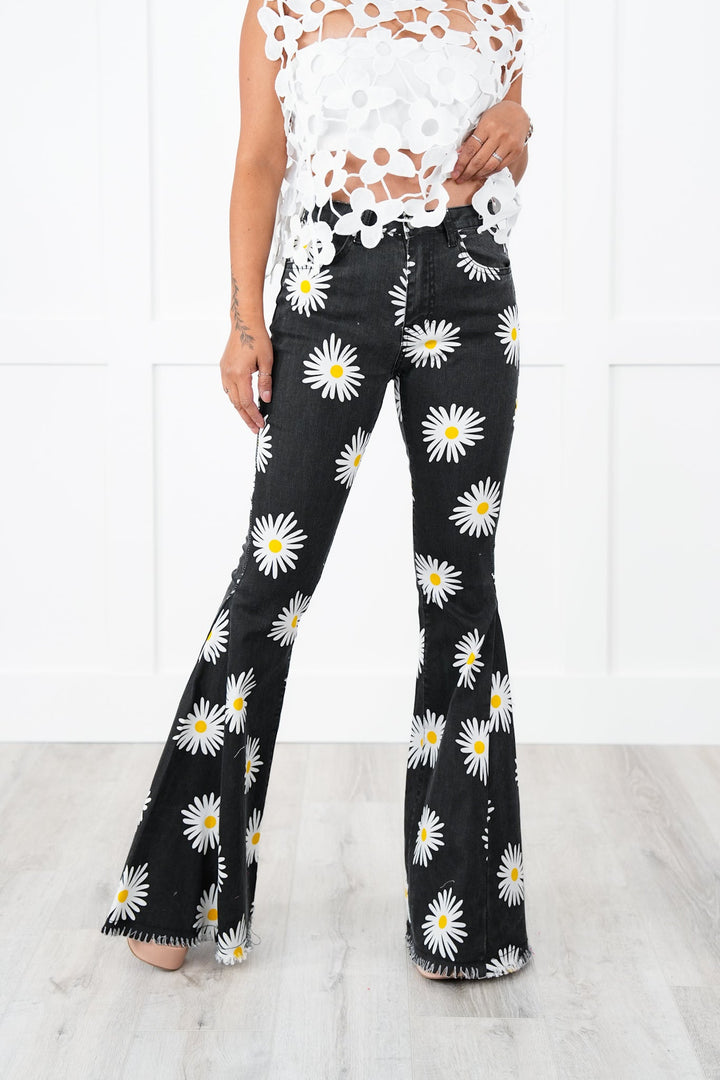 Daisy Bell Bottom Denim Pants