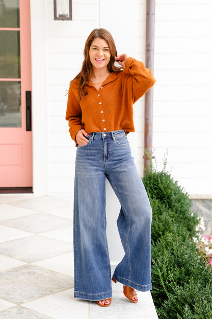 Mica High Rise Medium Wash Wide Leg Jeans