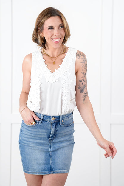 Restocks! POL Sleeveless Tank Top with Floral Embroidery Detail