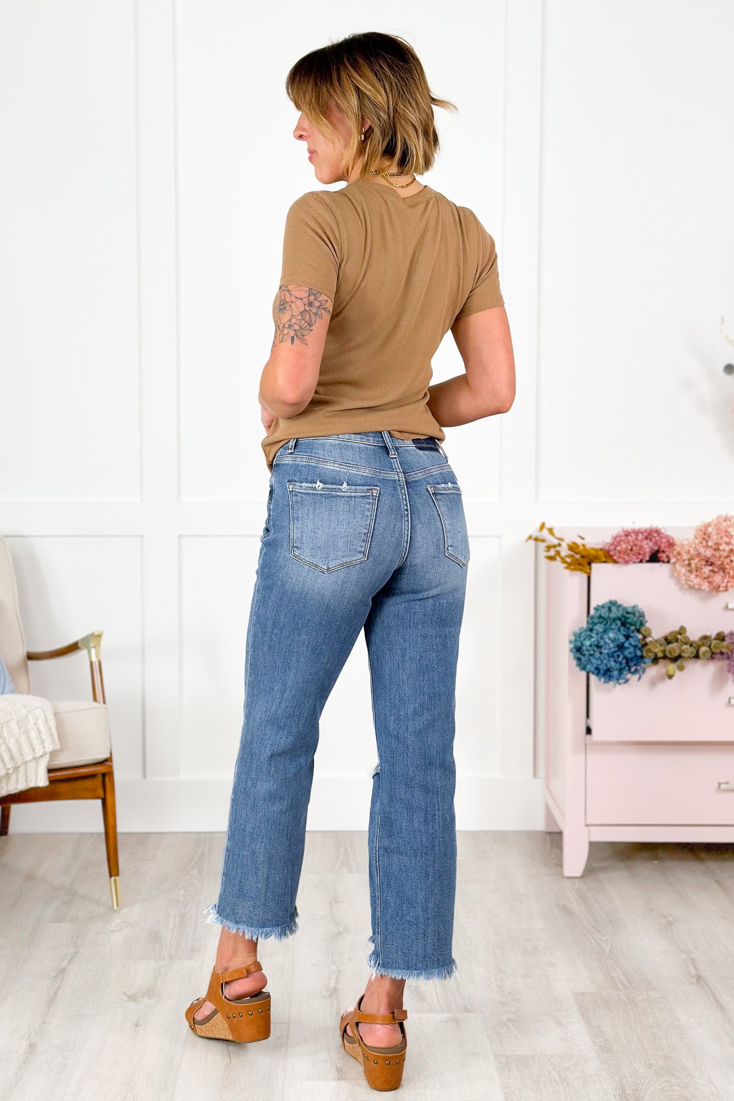 Lovervet High Rise Medium Wash Distressed Dad Jeans