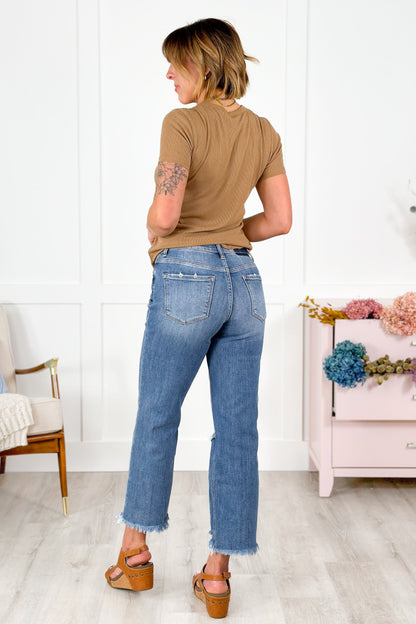 Lovervet High Rise Medium Wash Distressed Dad Jeans