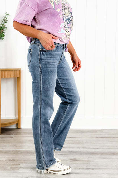 Judy Blue Holla Back Medium Wash Cell Phone Pocket Straight Leg Jeans