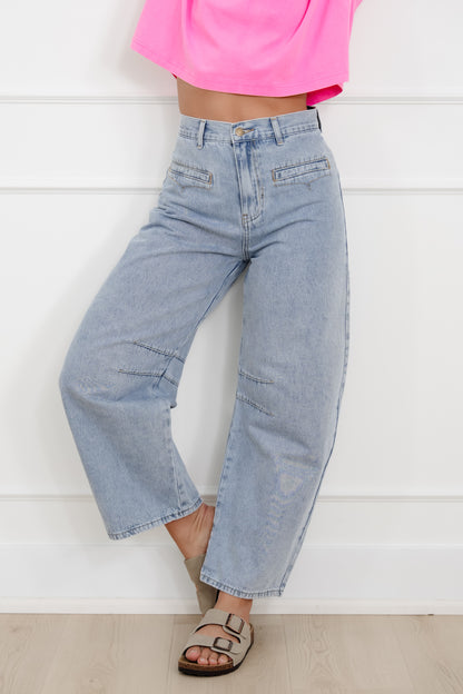 Light Wash High Rise Barrel Jeans