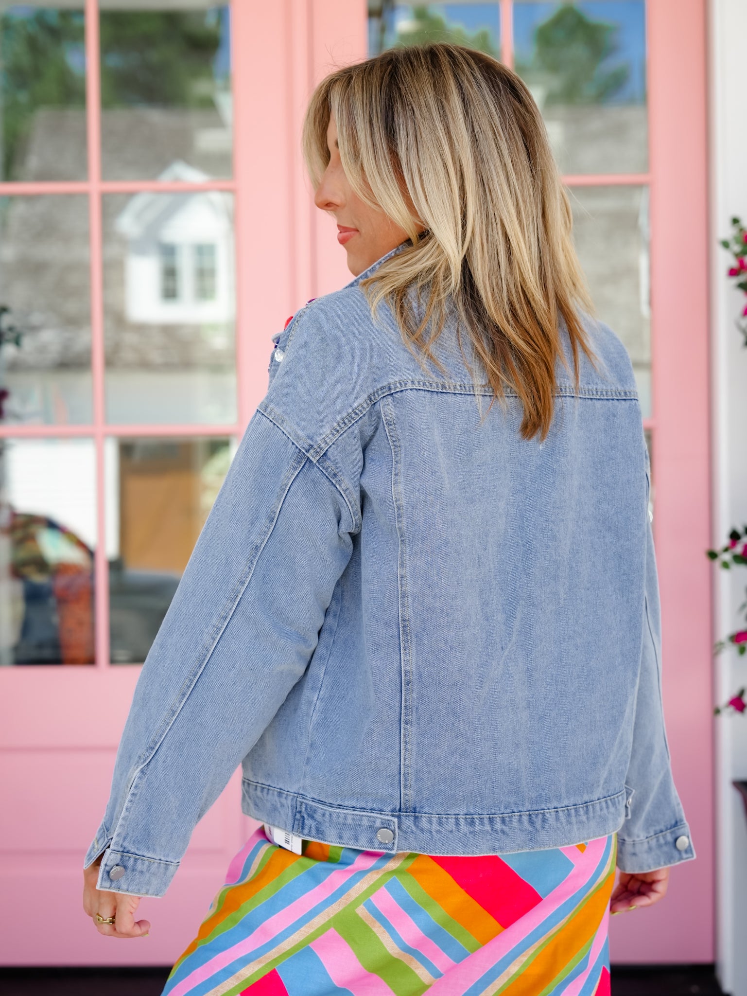 Gemstone Studded Vintage Wash Jacket - Freckled Poppy