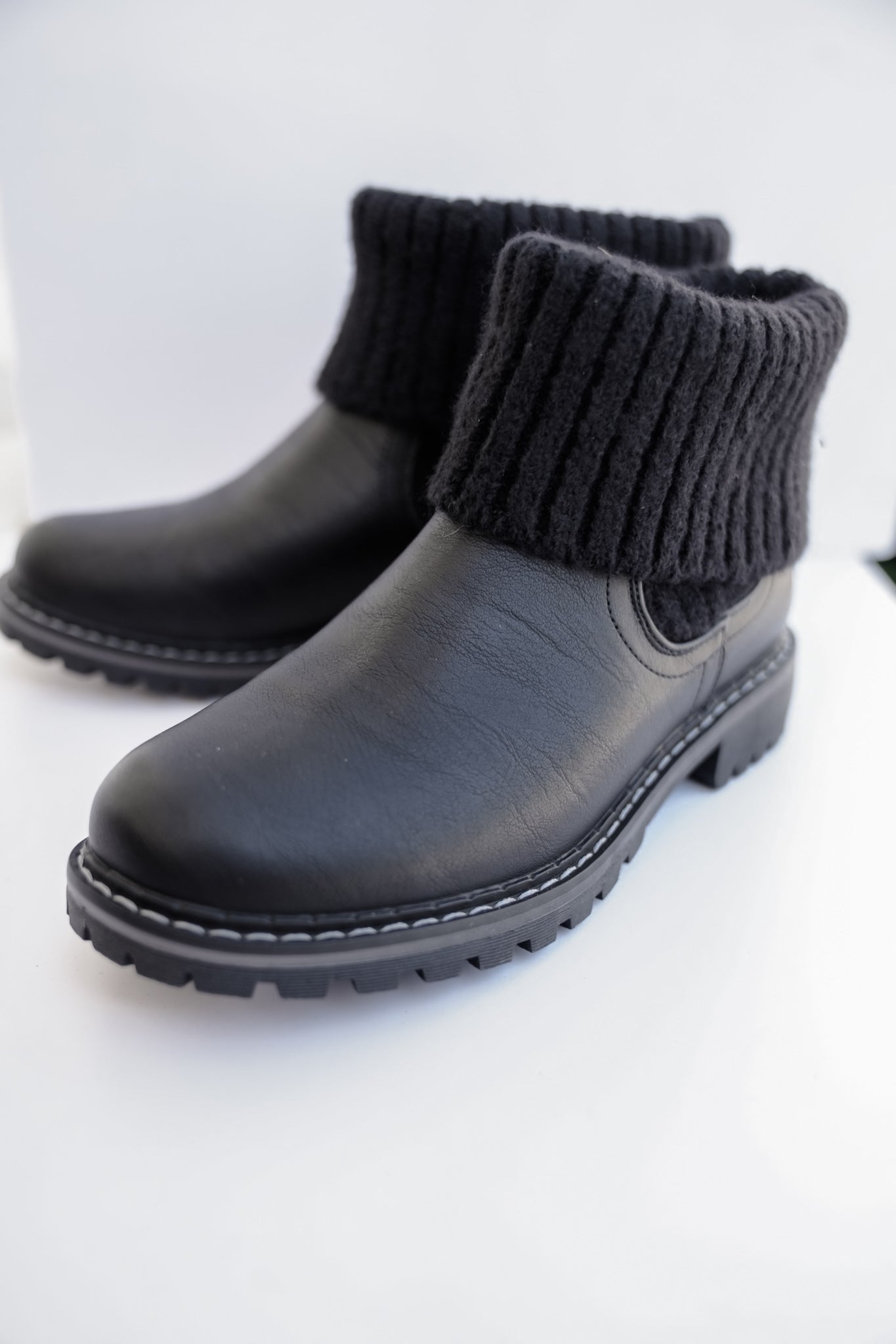 Corky's "Quiver" Vegan Leather Ankle Booties with Sweater Cuff