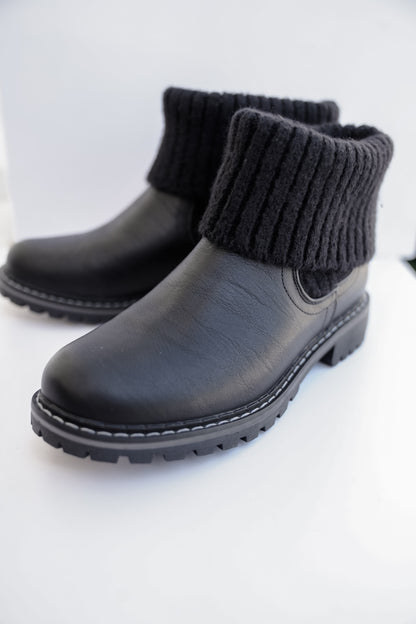 Corky's "Quiver" Vegan Leather Ankle Booties with Sweater Cuff
