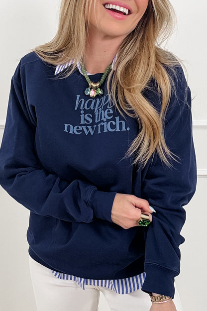 Plus/Reg "Happy is the New Rich" Pullover