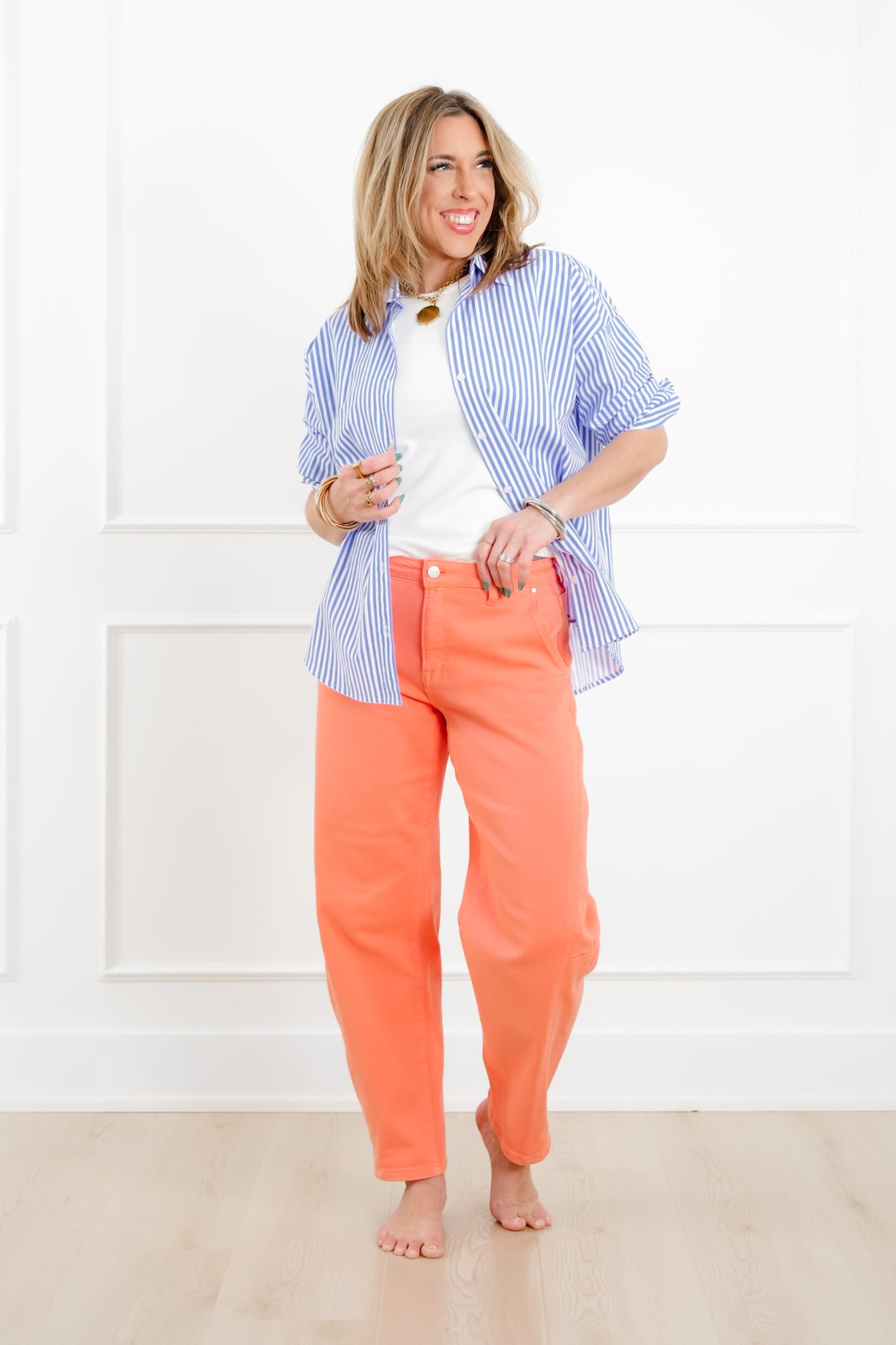 Risen x FP High Rise Coral Reef Relaxed Cuffed Barrel Jeans